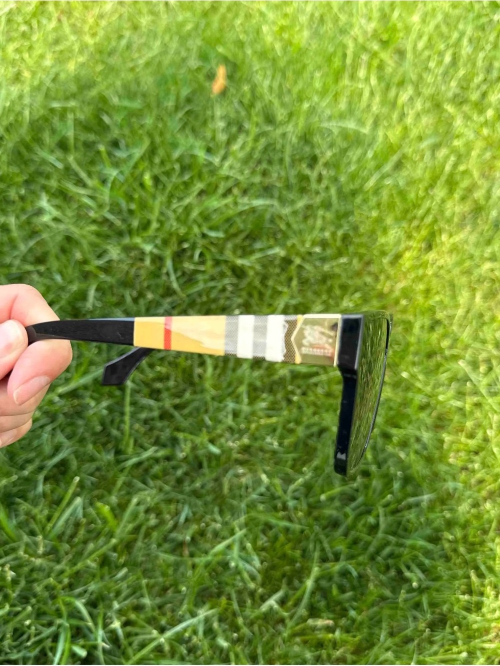 Burberry Black Sunglasses with Signature Check Arms - Picture 5 of 5